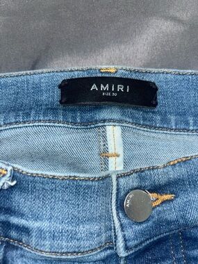 AMIRI Men Light Blue Denim Jeans with Contrast Stitching
